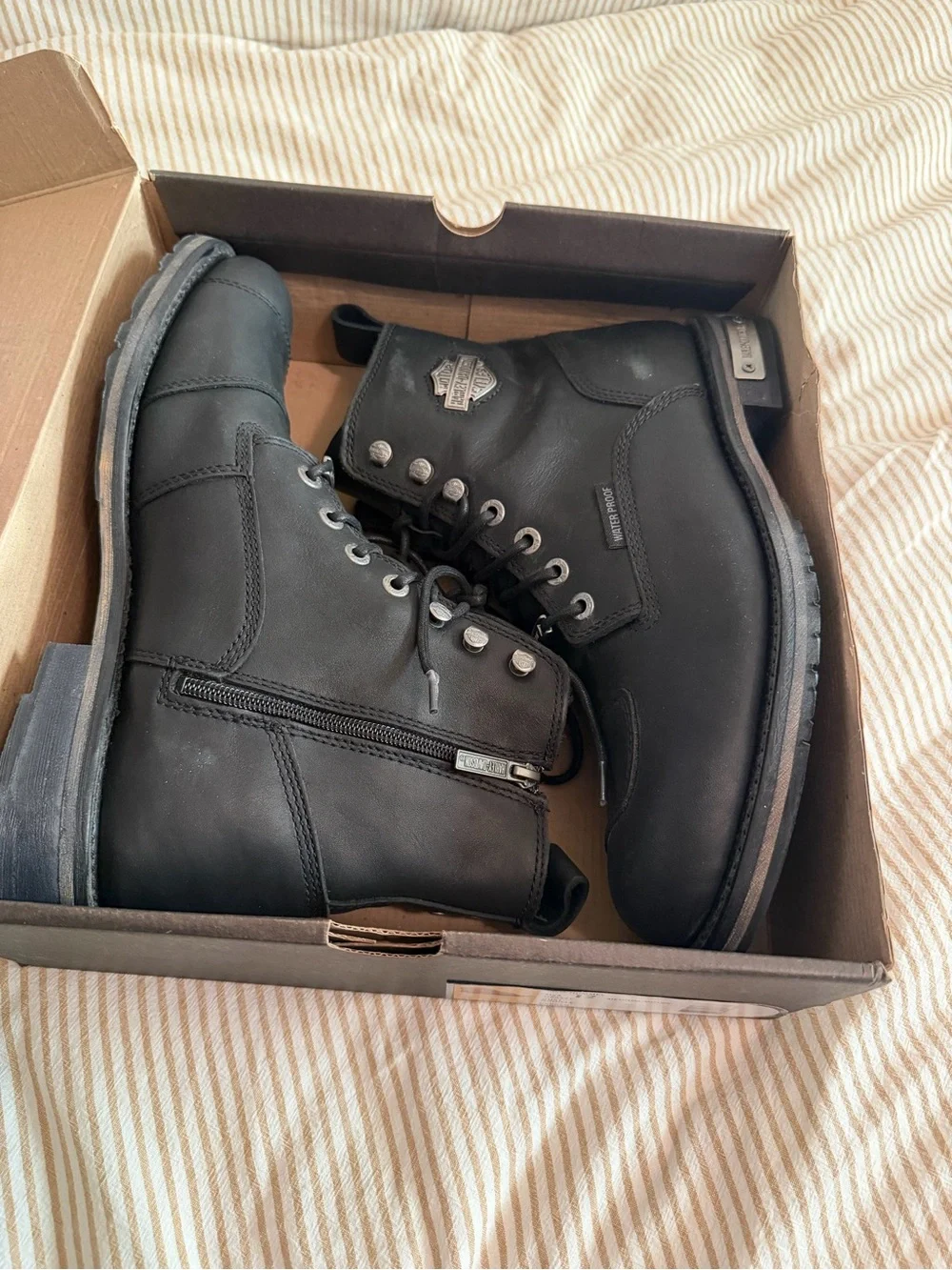 Harley-Davidson Men’s Black Leather Lace-Up Motorcycle Boots